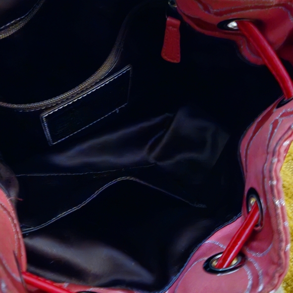 Coach Poppy Pink, Red, & Silver Signature Bucket Shoulder/Crossbody Bag - Picture 12 of 14